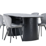 Jídelní stůl Isolde 180*75 - Černá / Černá MDF + Jídelní židle Lilja - Černá / Tmavě šedá látka _4