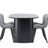 Jídelní stůl Isolde 180*75 - Černá / Černá MDF + Jídelní židle Lilja - Černá / Tmavě šedá látka _4