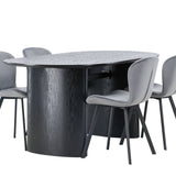Jídelní stůl Isolde 180*75 - Černá / Černá MDF + Jídelní židle Lilja - Černá / Tmavě šedá látka _4
