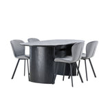 Jídelní stůl Isolde 180*75 - Černá / Černá MDF + Jídelní židle Lilja - Černá / Tmavě šedá látka _4