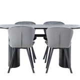 Jídelní stůl Isolde 180*75 - Černá / Černá MDF + Jídelní židle Lilja - Černá / Tmavě šedá látka _4