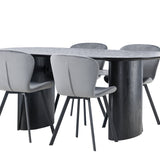 Jídelní stůl Isolde 180*75 - Černá / Černá MDF + Jídelní židle Lilja - Černá / Tmavě šedá látka _4