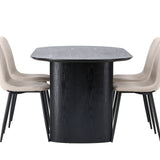 Jídelní stůl Isolde 180*75 – černá / černá MDF + jídelní židle Polar – černá / béžová Boucle _4