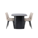 Jídelní stůl Isolde 180*75 – černá / černá MDF + jídelní židle Polar – černá / béžová Boucle _4