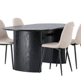 Jídelní stůl Isolde 180*75 – černá / černá MDF + jídelní židle Polar – černá / béžová Boucle _4