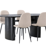 Jídelní stůl Isolde 180*75 – černá / černá MDF + jídelní židle Polar – černá / béžová Boucle _4