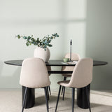 Jídelní stůl Isolde 180*75 – černá / černá MDF + jídelní židle Polar – černá / béžová Boucle _4