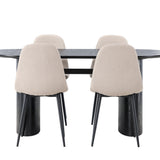 Jídelní stůl Isolde 180*75 – černá / černá MDF + jídelní židle Polar – černá / béžová Boucle _4