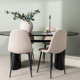 Jídelní stůl Isolde 180*75 – černá / černá MDF + jídelní židle Polar – černá / béžová Boucle _4