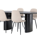 Jídelní stůl Isolde 180*75 – černá / černá MDF + jídelní židle Polar – černá / béžová Boucle _4