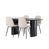 Jídelní stůl Isolde 180*75 – černá / černá MDF + jídelní židle Polar – černá / béžová Boucle _4
