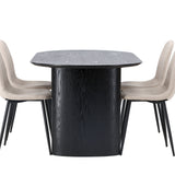 Jídelní stůl Isolde 180*75 – černá / černá MDF + jídelní židle Polar – černá / béžová Boucle _4