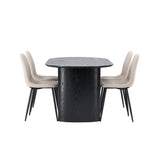 Jídelní stůl Isolde 180*75 – černá / černá MDF + jídelní židle Polar – černá / béžová Boucle _4
