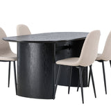 Jídelní stůl Isolde 180*75 – černá / černá MDF + jídelní židle Polar – černá / béžová Boucle _4