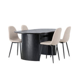 Jídelní stůl Isolde 180*75 – černá / černá MDF + jídelní židle Polar – černá / béžová Boucle _4