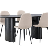 Jídelní stůl Isolde 180*75 – černá / černá MDF + jídelní židle Polar – černá / béžová Boucle _4