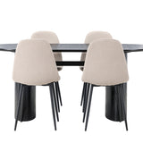 Jídelní stůl Isolde 180*75 – černá / černá MDF + jídelní židle Polar – černá / béžová Boucle _4