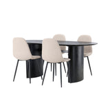 Jídelní stůl Isolde 180*75 – černá / černá MDF + jídelní židle Polar – černá / béžová Boucle _4