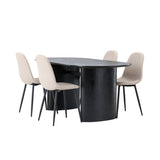 Jídelní stůl Isolde 180*75 – černá / černá MDF + jídelní židle Polar – černá / béžová Boucle _4
