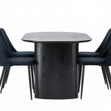 Jídelní stůl Isolde 180*75 – černá/černá MDF + noční jídelní židle – černá/černý samet _4