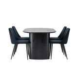 Jídelní stůl Isolde 180*75 – černá/černá MDF + noční jídelní židle – černá/černý samet _4