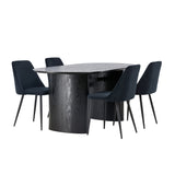 Jídelní stůl Isolde 180*75 – černá/černá MDF + noční jídelní židle – černá/černý samet _4