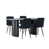 Jídelní stůl Isolde 180*75 – černá/černá MDF + noční jídelní židle – černá/černý samet _4