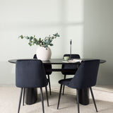 Jídelní stůl Isolde 180*75 – černá/černá MDF + noční jídelní židle – černá/černý samet _4