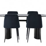 Jídelní stůl Isolde 180*75 – černá/černá MDF + noční jídelní židle – černá/černý samet _4