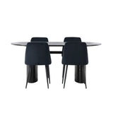 Jídelní stůl Isolde 180*75 – černá/černá MDF + noční jídelní židle – černá/černý samet _4