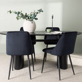 Jídelní stůl Isolde 180*75 – černá/černá MDF + noční jídelní židle – černá/černý samet _4