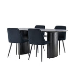 Jídelní stůl Isolde 180*75 – černá/černá MDF + noční jídelní židle – černá/černý samet _4