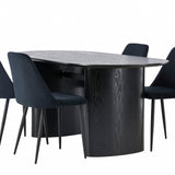 Jídelní stůl Isolde 180*75 – černá/černá MDF + noční jídelní židle – černá/černý samet _4