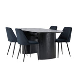 Jídelní stůl Isolde 180*75 – černá/černá MDF + noční jídelní židle – černá/černý samet _4