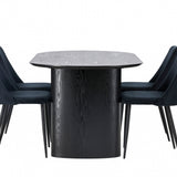 Jídelní stůl Isolde 180*75 – černá/černá MDF + noční jídelní židle – černá/černý samet _4