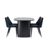 Jídelní stůl Isolde 180*75 – černá/černá MDF + noční jídelní židle – černá/černý samet _4