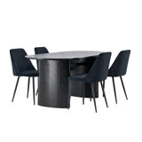 Jídelní stůl Isolde 180*75 – černá/černá MDF + noční jídelní židle – černá/černý samet _4