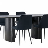 Jídelní stůl Isolde 180*75 – černá/černá MDF + noční jídelní židle – černá/černý samet _4