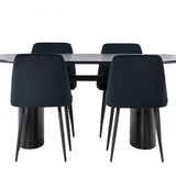 Jídelní stůl Isolde 180*75 – černá/černá MDF + noční jídelní židle – černá/černý samet _4