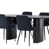 Jídelní stůl Isolde 180*75 – černá/černá MDF + noční jídelní židle – černá/černý samet _4