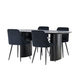 Jídelní stůl Isolde 180*75 – černá/černá MDF + noční jídelní židle – černá/černý samet _4