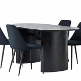 Jídelní stůl Isolde 180*75 – černá/černá MDF + noční jídelní židle – černá/černý samet _4