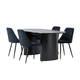 Jídelní stůl Isolde 180*75 – černá/černá MDF + noční jídelní židle – černá/černý samet _4