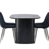 Jídelní stůl Isolde 180*75 – černá / černá MDF + jídelní židle Polar – černý samet / chrom _4