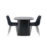 Jídelní stůl Isolde 180*75 – černá / černá MDF + jídelní židle Polar – černý samet / chrom _4