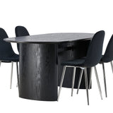 Jídelní stůl Isolde 180*75 – černá / černá MDF + jídelní židle Polar – černý samet / chrom _4