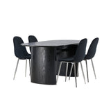 Jídelní stůl Isolde 180*75 – černá / černá MDF + jídelní židle Polar – černý samet / chrom _4