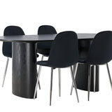 Jídelní stůl Isolde 180*75 – černá / černá MDF + jídelní židle Polar – černý samet / chrom _4