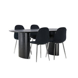 Jídelní stůl Isolde 180*75 – černá / černá MDF + jídelní židle Polar – černý samet / chrom _4