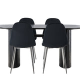 Jídelní stůl Isolde 180*75 – černá / černá MDF + jídelní židle Polar – černý samet / chrom _4